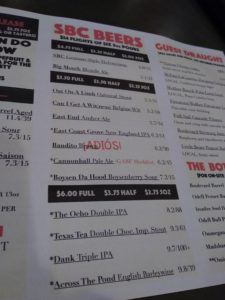 SBC Beer Menu 2