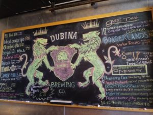 DUBINA beer menu